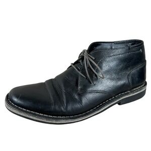 Steve Madden Harken Mens Black Leather Chukka Desert Boots Size 8.5 Lace up